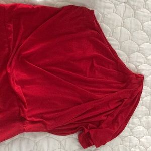 Red off one shoulder lined dress